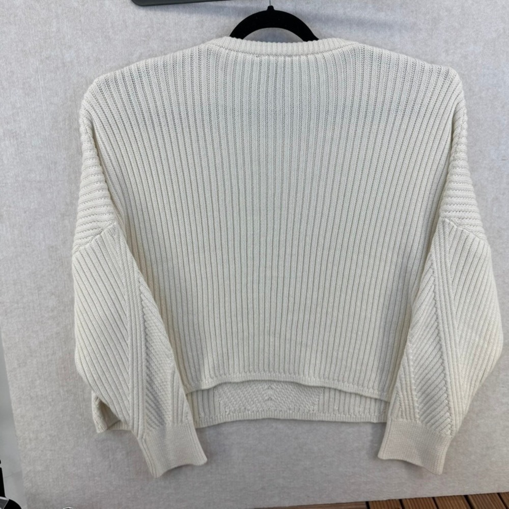 Express Cream Ribbed Crop Chevron Pattern Long Sleeve Sweater Women XL - Picture 6 of 7